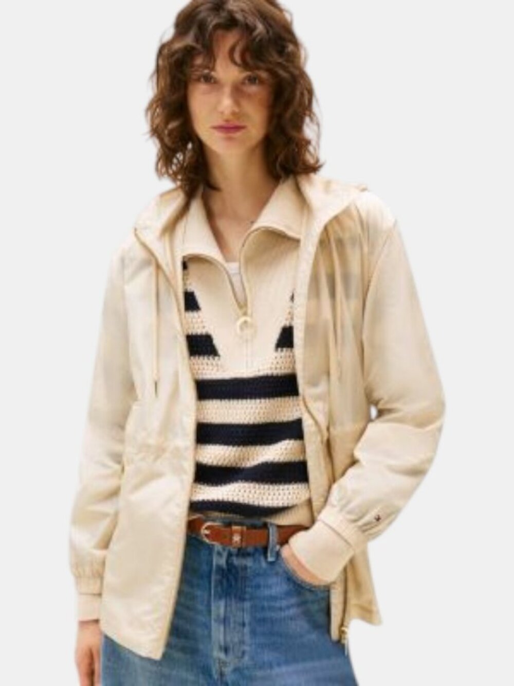 NWT TOMMY HILFIGER WOMEN'S WATER-REPELLENT HOODED WINDBREAKER SIZE M